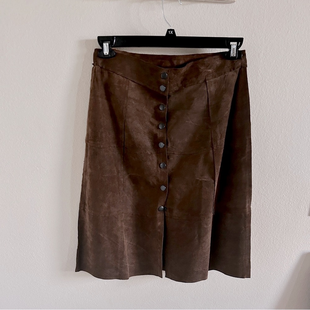 Gap Women’s Suede Skirt Genuine Leather Brown Midi Size 6 Gap India Khaki